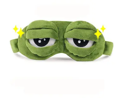 Soft Plush Sleeping Eye Mask Travel Sad Frog Padded Rest Aid 3D Blindfold Kid Adult Patch Relax Massager | Дом и сад