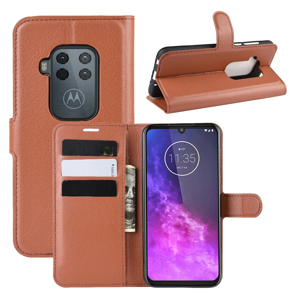 Модный кожаный чехол книжка с узором Личи для карт Motorola MOTO E6 Plus One Zoom P40 Play G7 Чехол