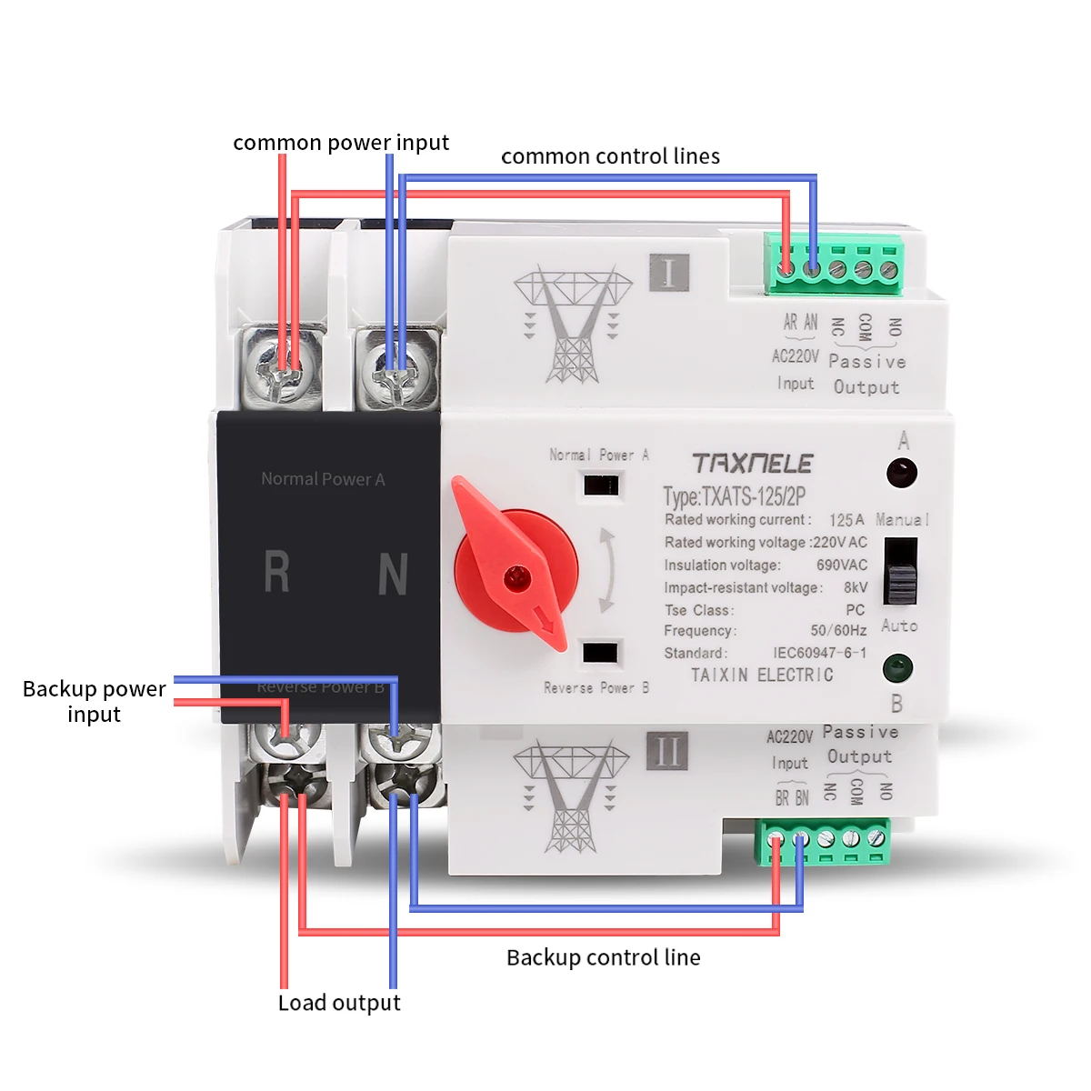 Автоматический выключатель MCB type Dual Power 2P 4P 63A 100a 125a ATS Выключатель Электрический |
