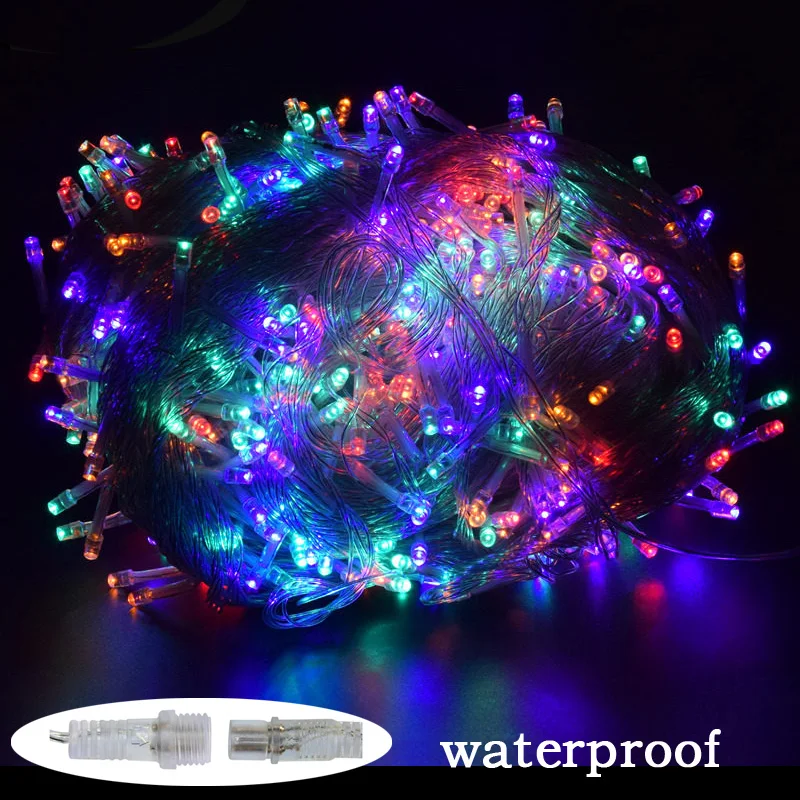 

led string 50m 30m 20m 10m lights christmas EU plug 220v led garland led string lights outdoor christmas lights