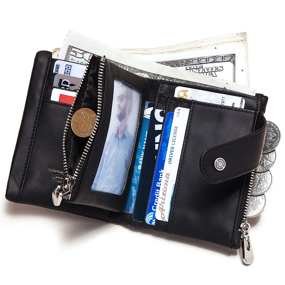 Мужской кошелек из натуральной воловьей кожи с рчид модный для мелочи маленькая