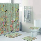Декоративная Водонепроницаемая шторка для ванной комнаты, с цветными птицами и листьями