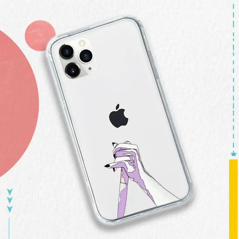 

Hand art daisy Love heart butterfly Phone Case Transparent soft For iphone 5 5s 5c se 6 6s 7 8 11 12 plus mini x xs xr pro max