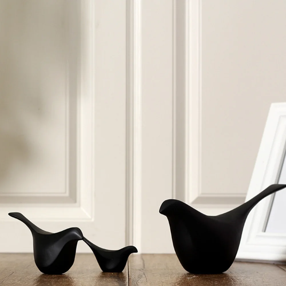 

3pcs Simple Bird Desktop Adornment Resin Small Bird Ornament Simple Small Bird Adornment (White)