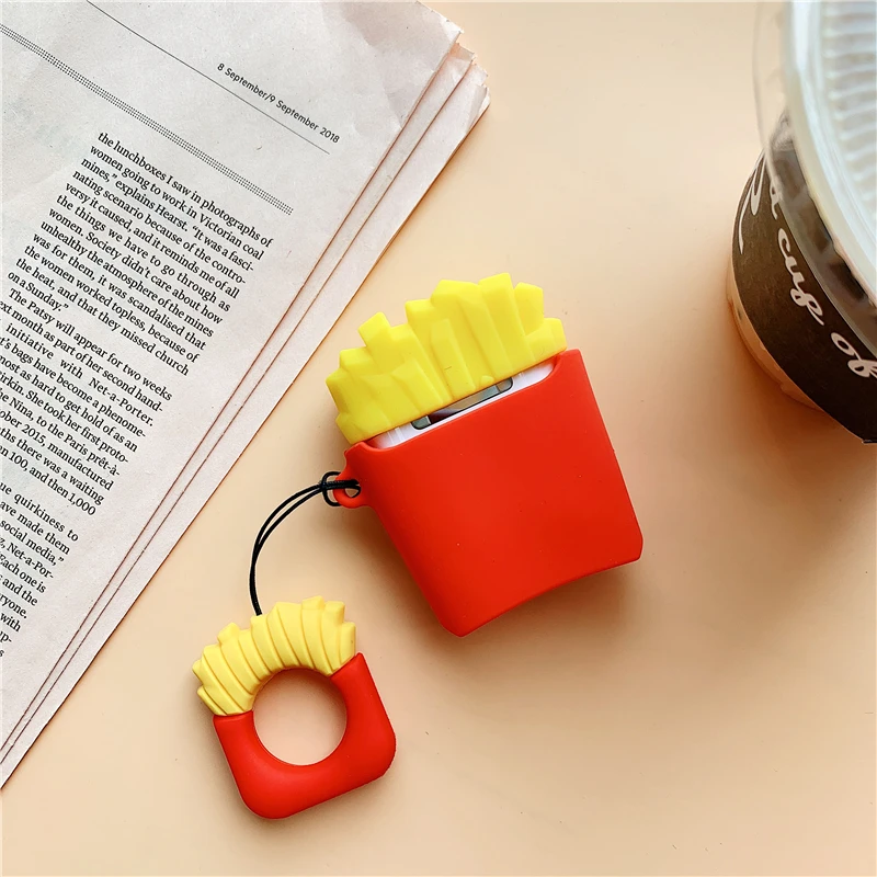 Забавный мультяшный беспроводной чехол в виде картошки фри для Airpods 1 2