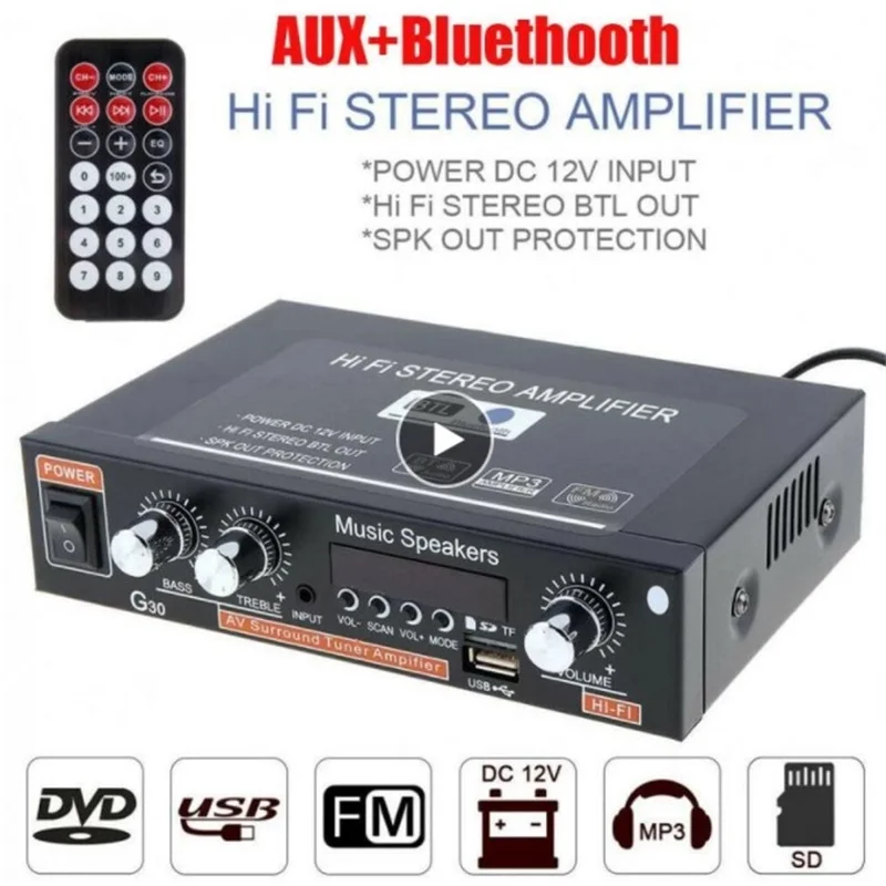 

Digital Home Power Amplifier Audio Amplifier Mini HIFI Bth Audio FM Stereo Subwoofer Music Player Car Remote Control