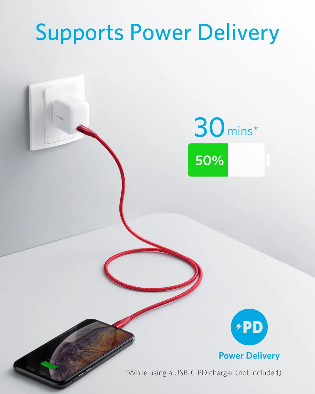 Кабель зарядный Anker с USB C на Lightning Mfi сертифицированный кабель питания + II