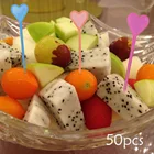 Палочки-вилки пластиковые одноразовые для фруктов, 50 шт., любовь, сердце, стрела, Десертные Вилки для фруктов