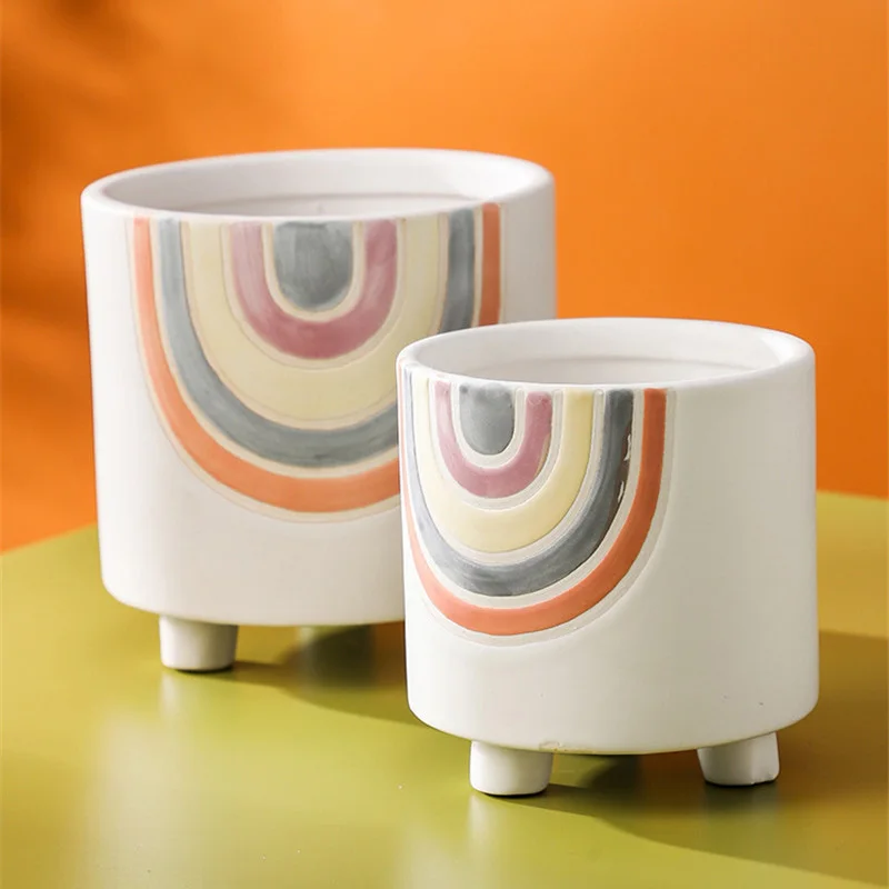 

Nordic Style Ceramic Decorative Flower Pot Creative Art Succulent Planter Pot With Hole Home Office Decor Gardening Accessories