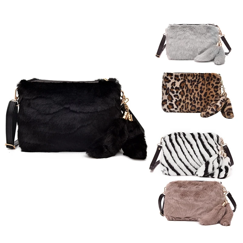 

Fashionable Plush Small Square Bag Versatile Single Shoulder Messenger Bag Fur Women's Bag