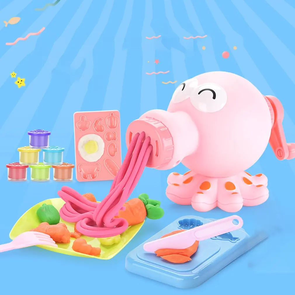 

DIY Noodle Machine Play Dough Tools Set Cute Octopus Shape Kitchen Mould Handmade Toys Playdough Playsets Kit for Kids Children