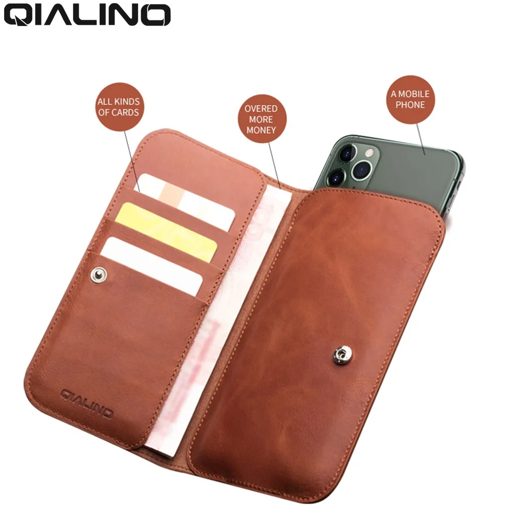 Чехол сумка QIALINO из натуральной кожи для iPhone 11 Pro XR XS X Max 6s 7 8 Plus SE2 2020 Роскошный