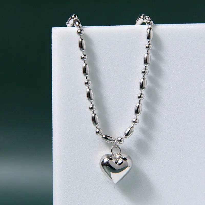 

Leouerry 925 Sterling Silver Glossy Heart Bracelets for Women Personality Olive Bead Chain Bracelets Girls Gift Charms Jewelry