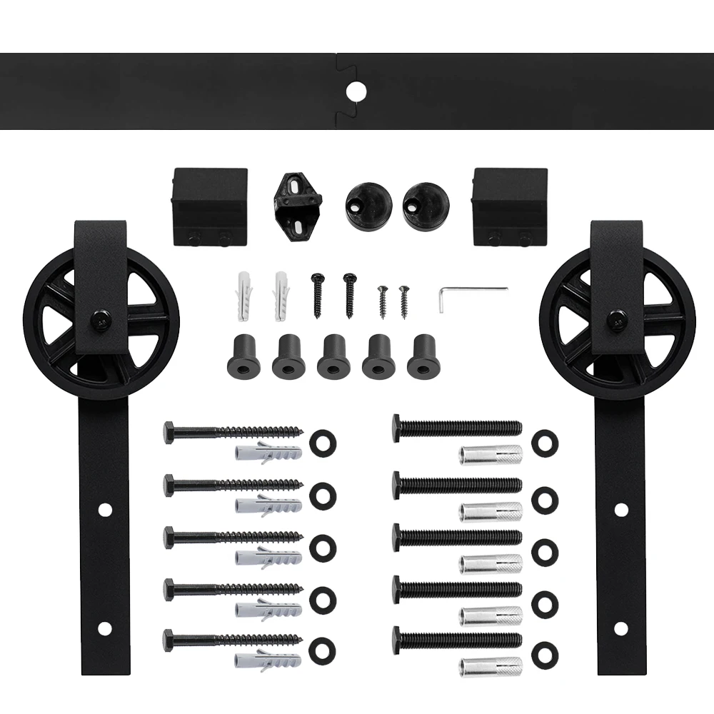 Antique Big Rollers Steel Sliding Barn Wood Door Hardware Kit Closet Set Roller for Interior Sliding Door(not include track)