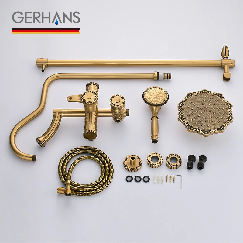 GERHANS Faucet K19018 Душевая система со смесителем и тропическим душем Цвет: Античная