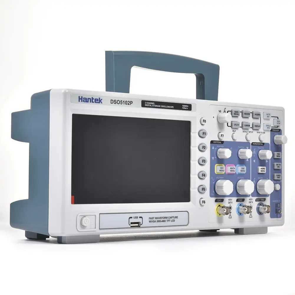 Hantek DSO5072P Portable Oscilloscope 70MHz Digital osciloscopio Handheld USB 2 Channels oscilloscoop analyzer 7" Display WVGA