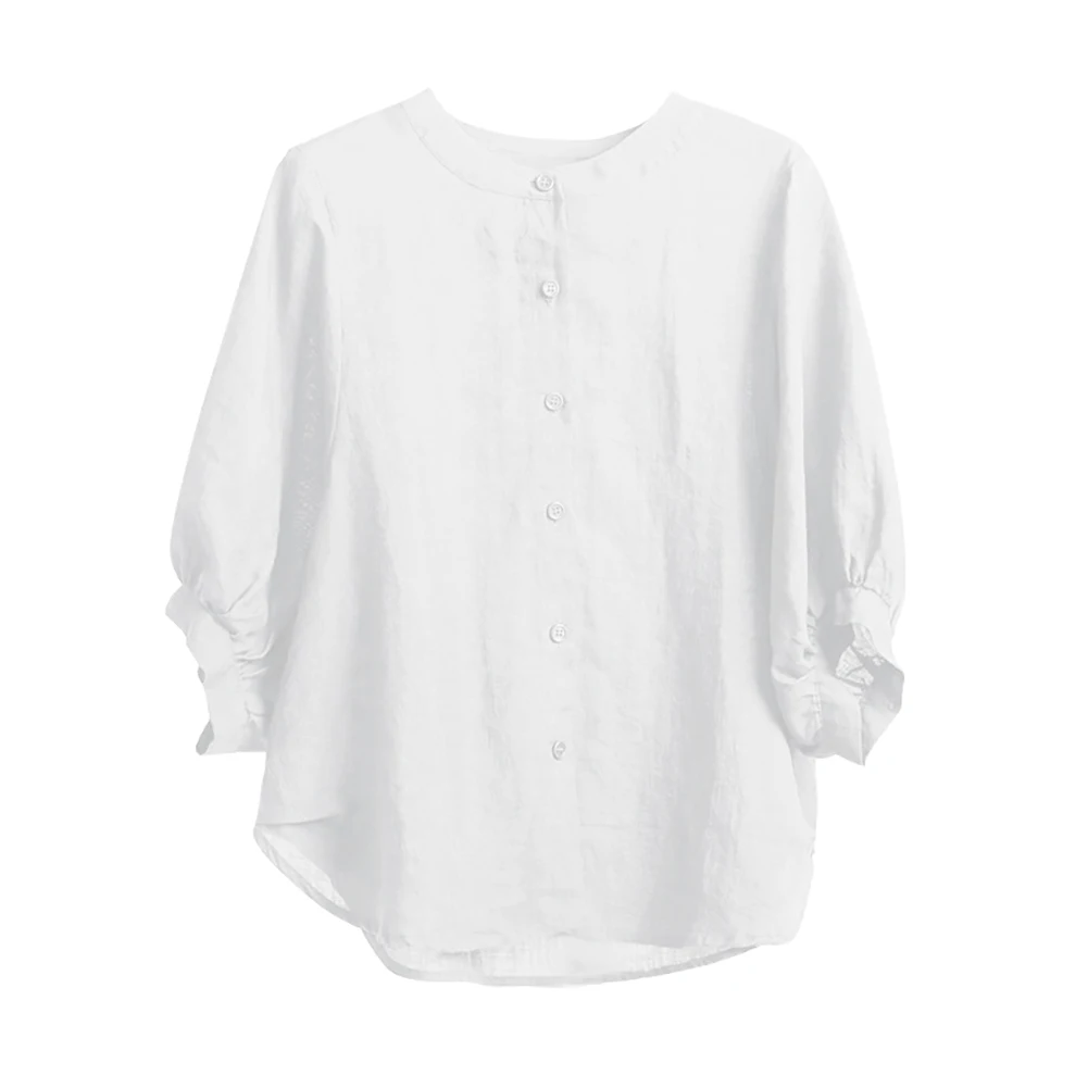 Женская однотонная Повседневная блузка из полиэстера свободная однобортная