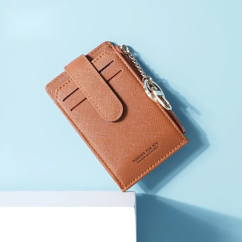 

2021 new compact vertical card bag zero wallet folding card bag multi-function buckle girls key ring