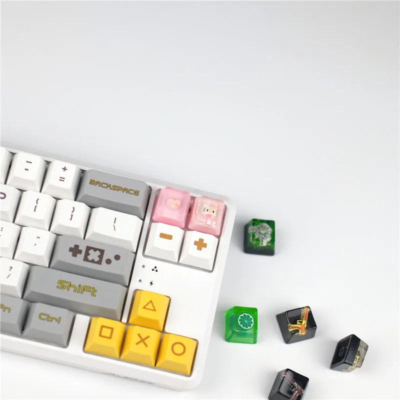 

DIY Decorative Resin Keycaps Girly Heart Cute Pink Green Mechanical Keyboard With Key Cartoon For TTC Kaihua G Axis