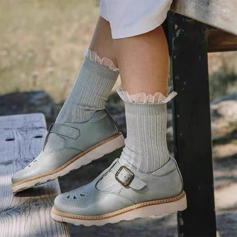 

2021 Spanish Socks Girls Spring Autumn Children's Socks Princess Baby Sock With Lace Ruffle For Kids Toddler Cotton Stockings