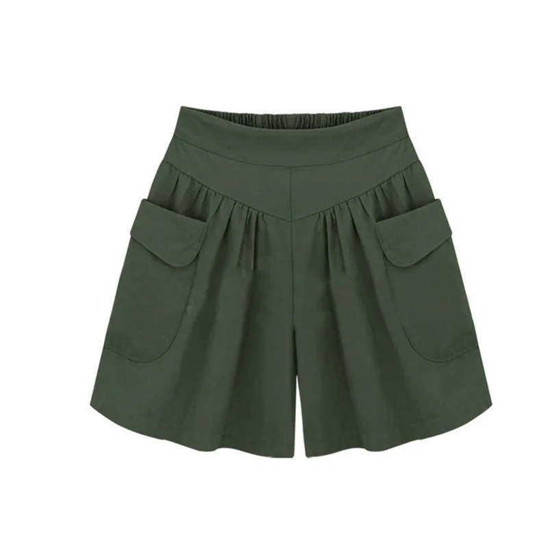Шорты большого размера летние однотонные свободные шорты с оборками и
