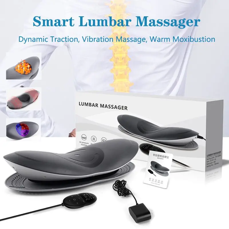 

Lumbar Spine Massager Lumbar Traction Multifunctional Inflatable Hot Compress Vibration Air Pressure Waist Massager Pain Relax