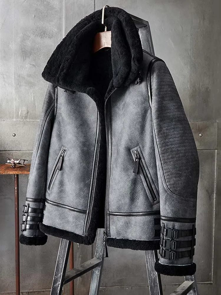 Новинка 2020 мужская куртка-бомбер из овчины B3 Короткая Меховая куртка