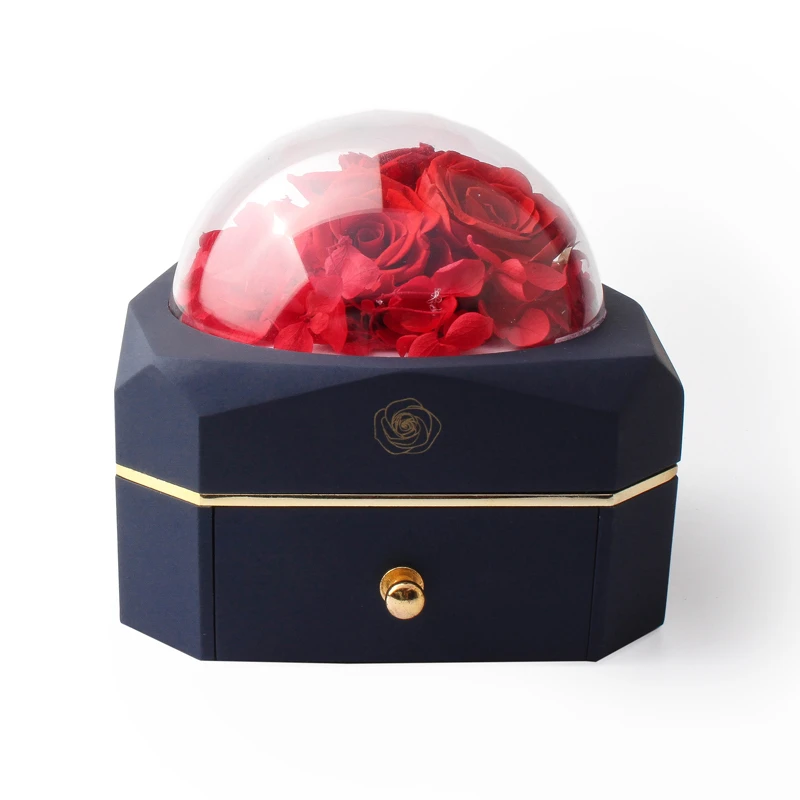 Бессмертный настоящий цветок розы светодиодный дисплей для ювелирных изделий Подарочная коробка кольцо для хранения акриловый чехол съем... от AliExpress RU&CIS NEW