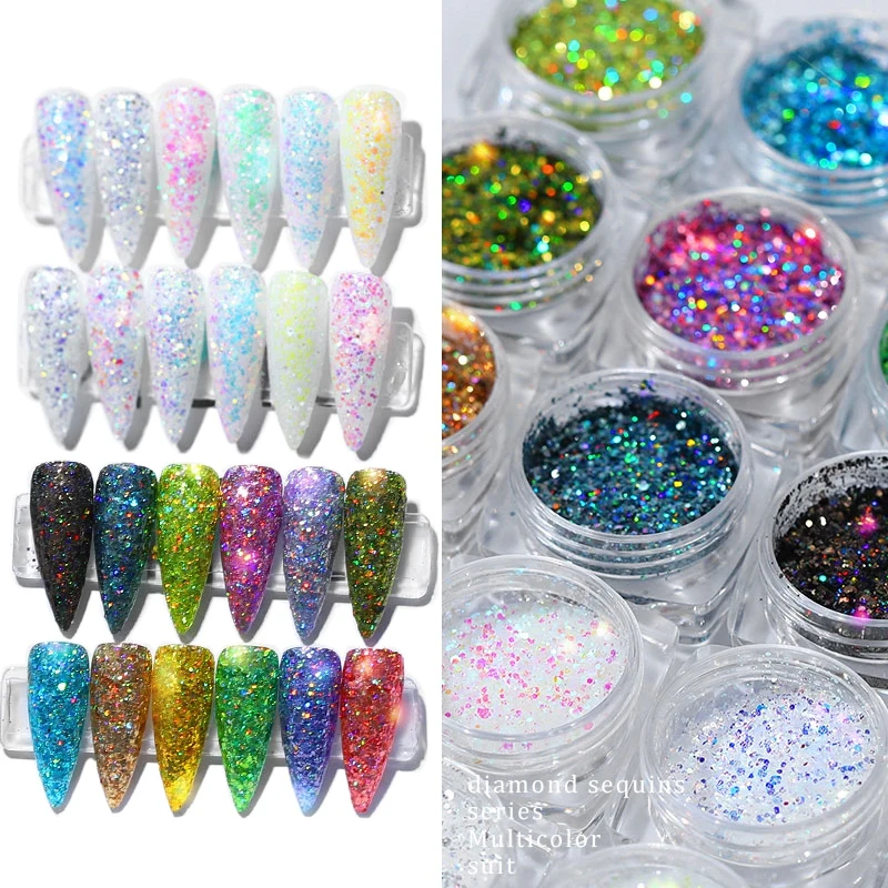 12 Color Nail Glitter Powder Gradient for UV Gel Polish Nails Decorations Dipping Manicure Art Mixed Suit QX20 | Красота и здоровье