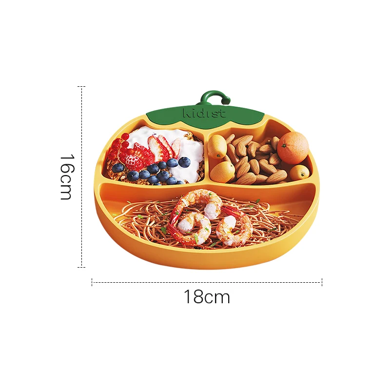 

Pumpkin Silicone Sucker Tableware Baby Non-slip Dinner Plate Children's Integrated Tableware Anti-drop Suction Cup Tray BPA Free