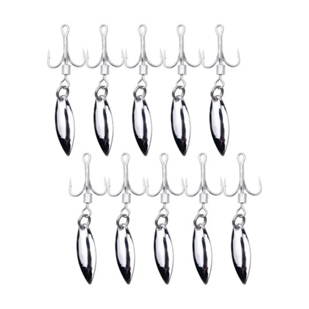 

10Pcs Bait Spring Dough Treble Hooks With Spinner Spoon Carbon Steel 1.7cm/1.5cm Fishing Lure Hooks Tackle Accessories