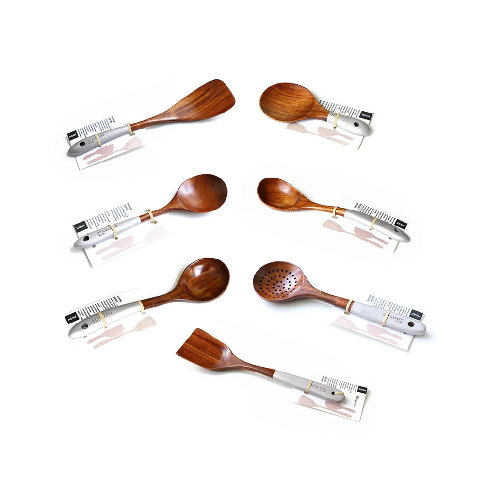 

Simple Teak lacquer Colorful Kitchenware Solid Wood Cooking Eco-friendly Rice Scoop Protection Household Kitchen