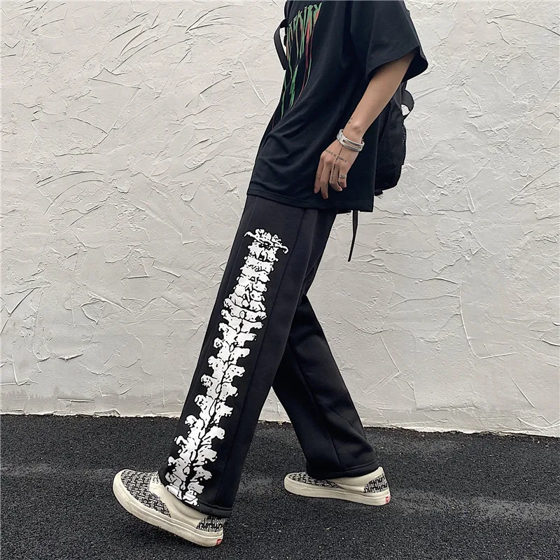 

Printing Wide-Legged Loose Together Velvet Male Trousers Character Men Women Cotton Cn(origin) Full Length Clothing