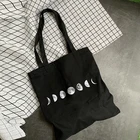 Корейская Готическая Холщовая Сумка с принтом Луны, повседневная женская сумка большой вместимости, модная простая женская сумка на плечо в стиле панк, сумки для покупок