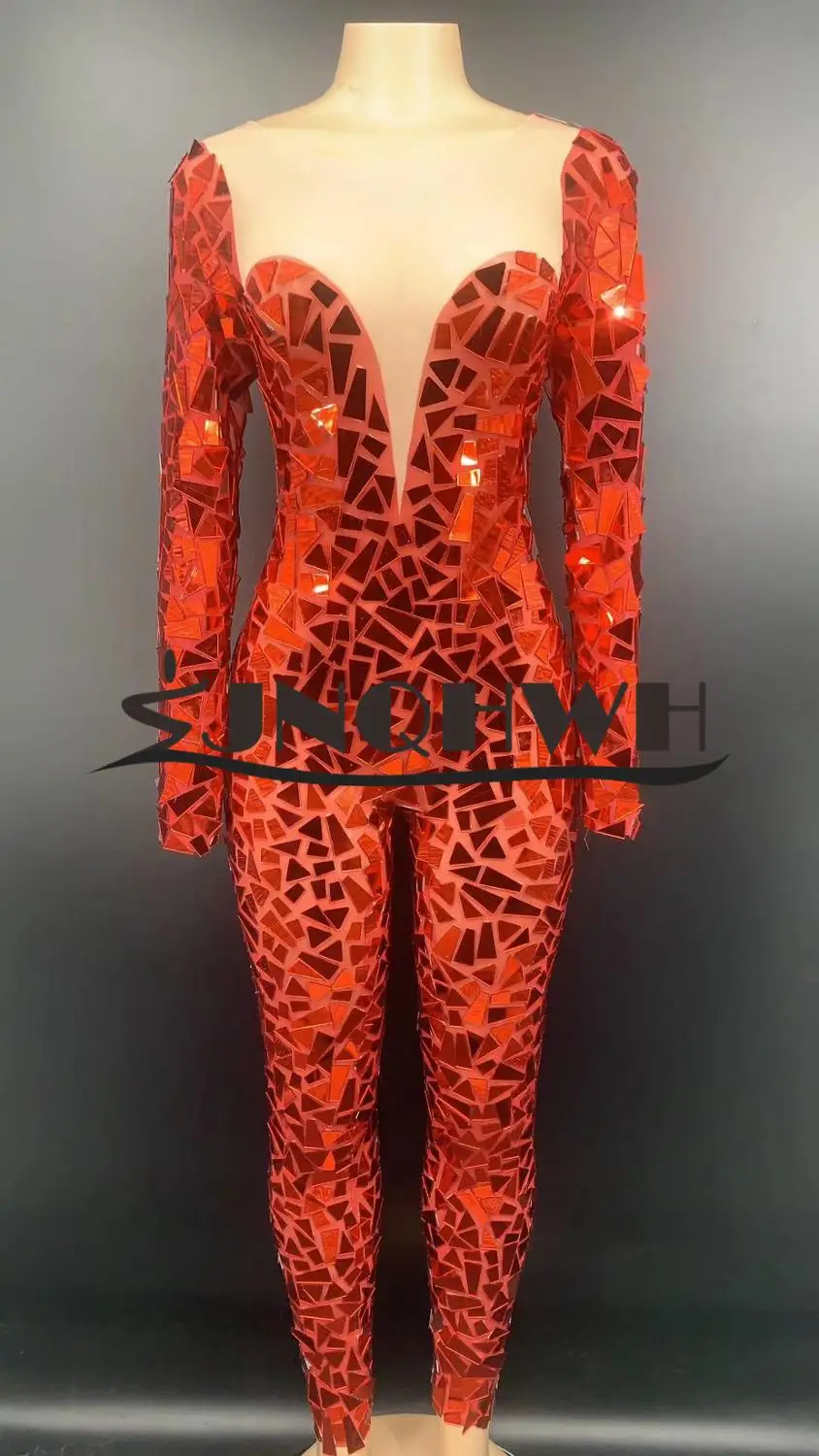 Nova Mulher Vermelho Rosa Azul Ouro Verde Roxo Malha Miçangas Macacão Cortar Comprimento Total Celebridade Festa 2021