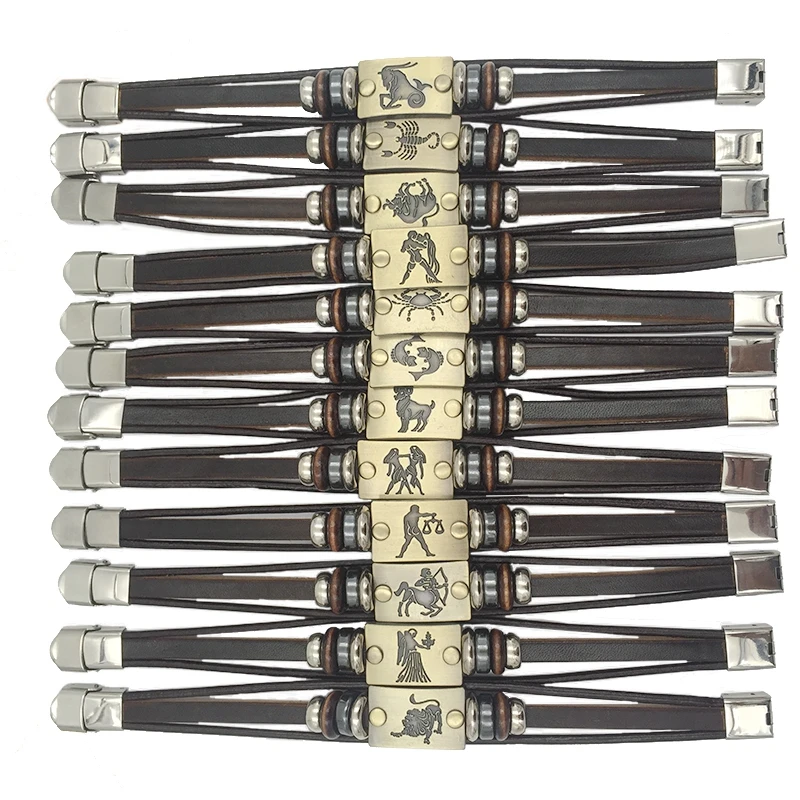 Прямая поставка хит продаж Европейская мода 12 знаков зодиака браслет с застежкой