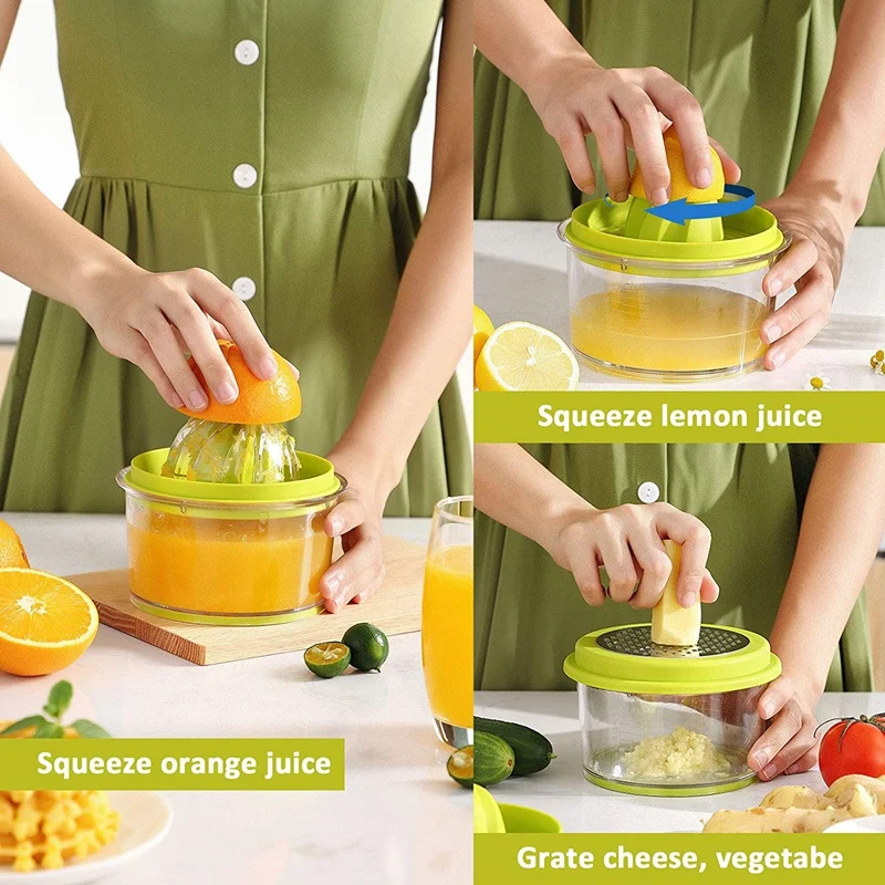 

Manual Juicer Multi-Function Manual Juicer, with Multiple Sizes of Reamer, Ginger Garlic Cheese Grater
