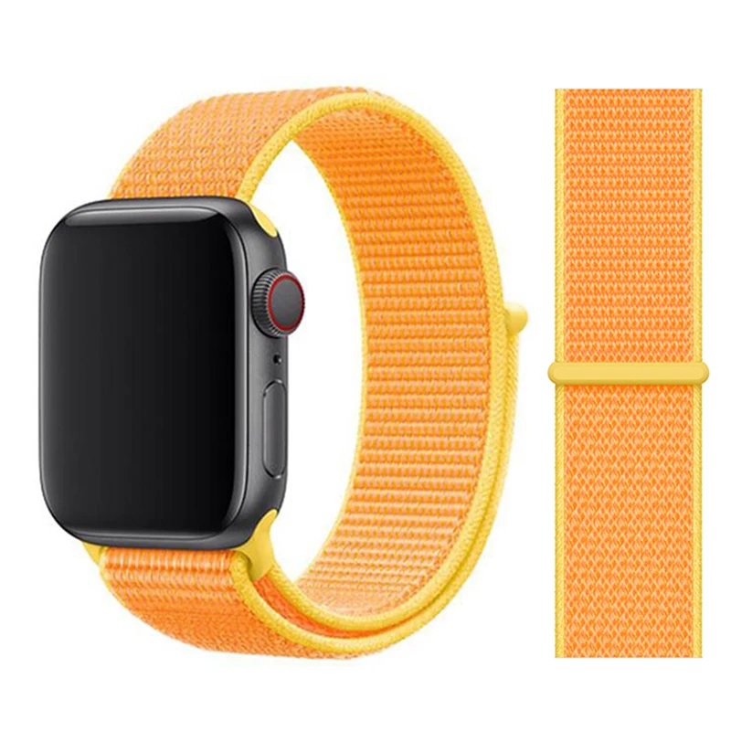 Нейлоновый ремешок для Apple watch 5 ремешок 44 мм 40 мм iWatch ремешок 42 мм 38 мм спортивный ремешок для часов Браслет Apple watch 4 3 2 1 38 40 44 мм - Цвет ремешка: NEW Canary Yellow