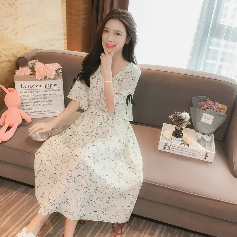 2019 Весна Лето Женское шифоновое платье модное женское элегантное винтажное