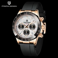 pagani design new mens golden stripe rubber quartz watch seiko vk63 luxury 100m waterproof clock relogio masculino