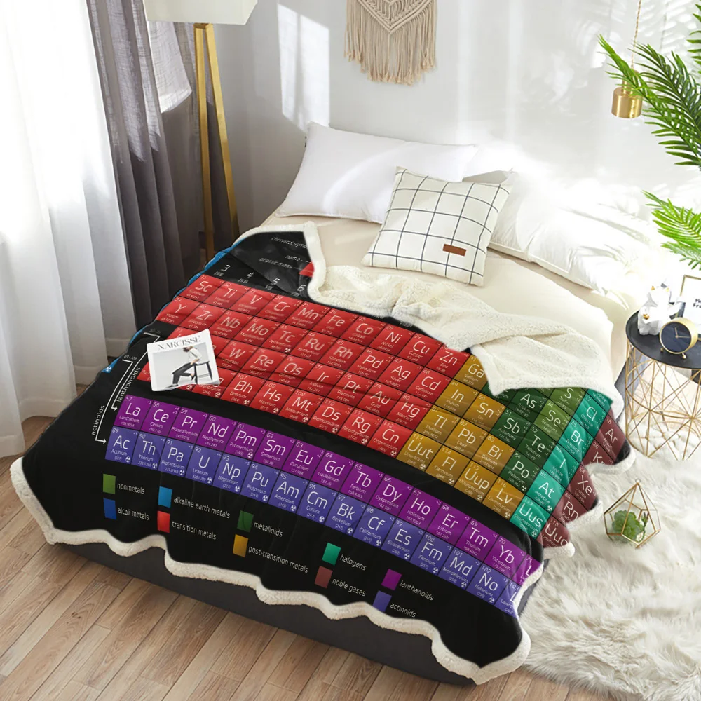 

Periodic Table Of Elements Chemistry Bedspread Coverlet Blankets Fleece Throw Cover Wrap Personalized Thick