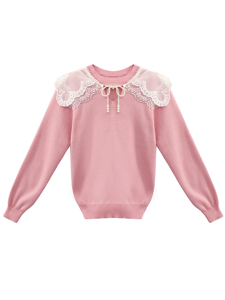 

wear the new 2020 autumn/winter render unlined upper garment of chic sweet pearl double led long sleeve knit the doll