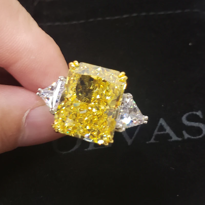 

Earring925 Sterling Silver Sparking 13*16mm Topaz Wedding Rings For Women High Carbon Diamond Engagement Party Fine JewelryRings