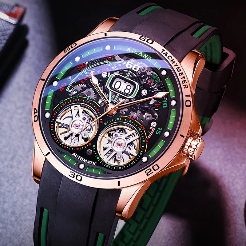 

AILANG Men's Sports and Leisure Watch Luminous Waterproof Double Tourbillon Fully Automatic Mechanical Calendar Formal Watches