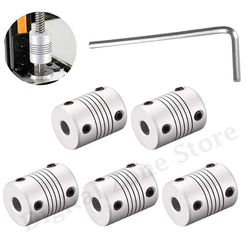 

5Pcs 6mm to 6mm L25xD19 3D Printer Aluminum Alloy Shaft Coupling Flexible Coupler Motor Connector Joint