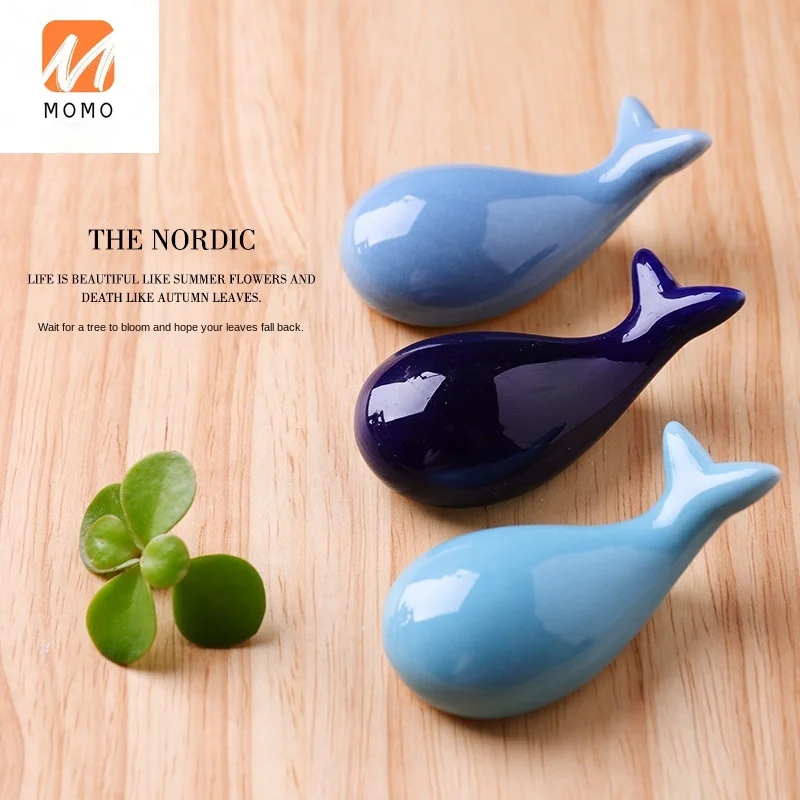 

Creative Ceramic Chopsticks Rack Three-Color Whale Shape Pen Holder Household Chopstick Rack Decorative Cartoon Small