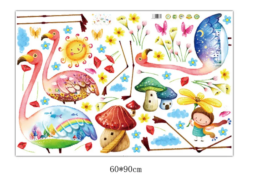 Розовые Фламинго Единорог настенные наклейки для детской комнаты гостиной спальни Декор мультфильм животных настенные наклейки в комнату декор