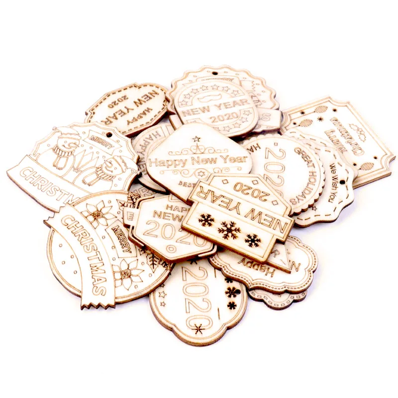 

10Pcs Wooden New Year Christmas Tree Hanging Ornament Scrapbooking Craft For Embellishments DIY Handicraft Home Decoration