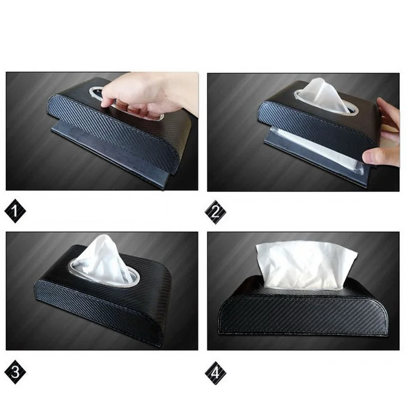 Углеродное волокно узор Кожаный Автомобильный тканевый ящик черный красный блок