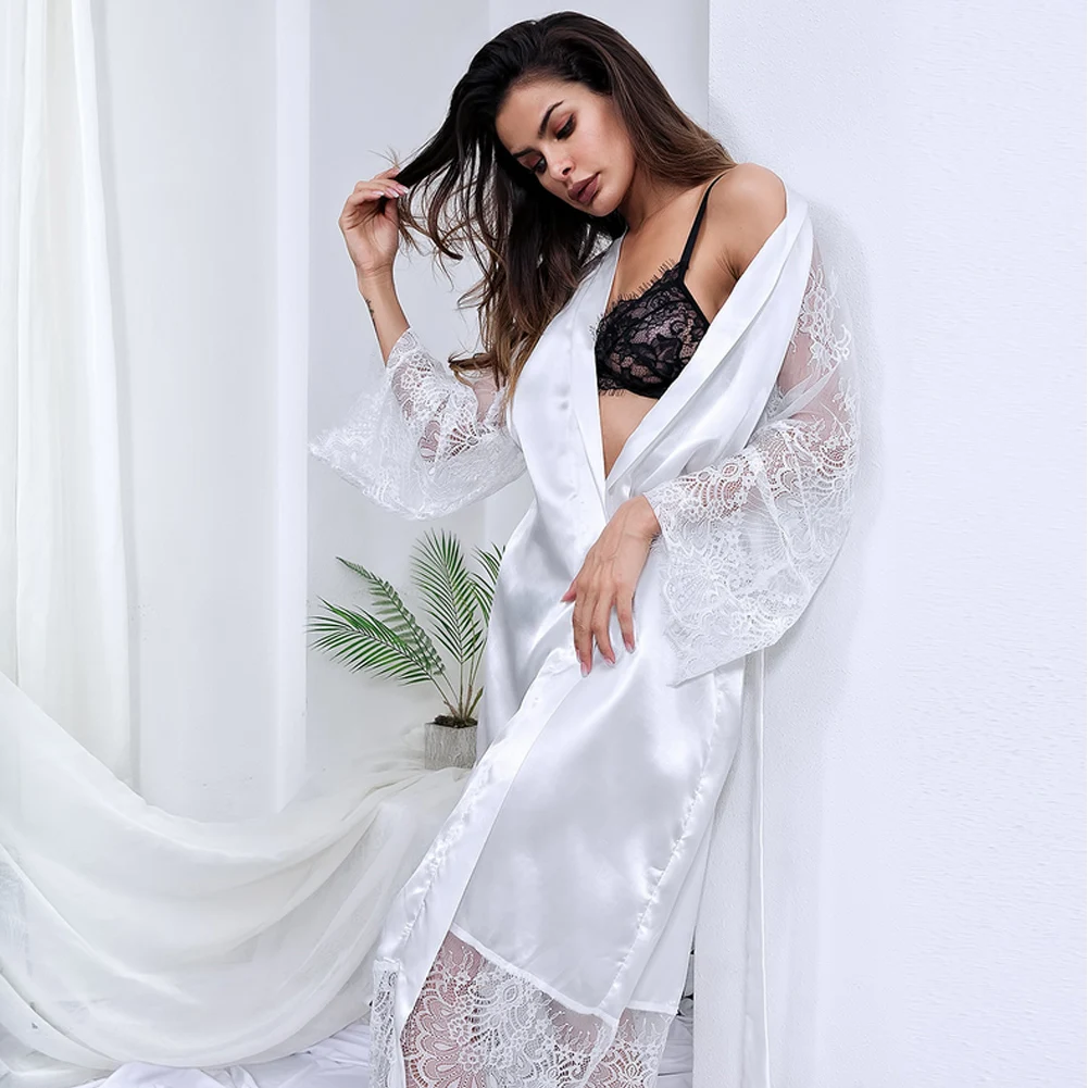 

New Women Bathrobe Fashion Sexy Sleepwear Robes Sleep for Wedding Dresses Plus Size Sleep Tops Underwear Nightdress silk robe